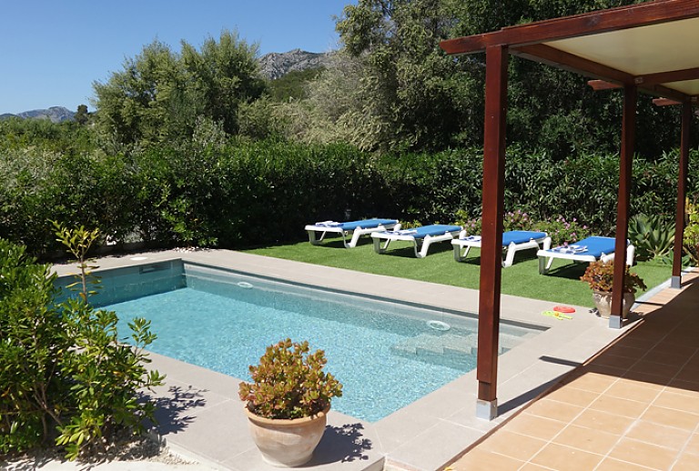 Terrasse Gartenmoebel Rasen Poolliegen