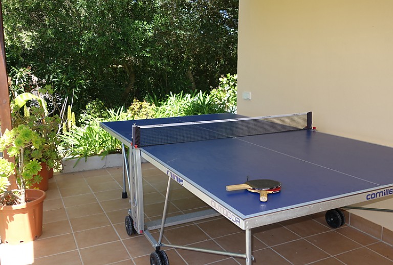 Terrasse Essbereich Tisch Stuehle Grill Sonnenliegen